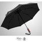 Folding Umbrella Lux Hardwood Handle Auto Open Close Black
