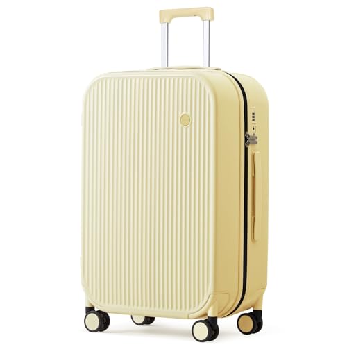 24 Inch Checked Luggage PC Hardshell Suitcases with Wheels for Travel Woman Men