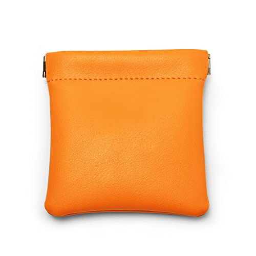 Orange PU Leather Jewelry Pouch Travel Small Jewelry Storage Bag