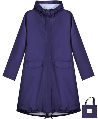 Waterproof Rain Poncho for Women Packable Hooded Raincoat with Pocket