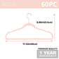 Velvet Hangers 60 Pack Non Slip Heavy Duty Blush Pink Rose Gold Hooks (60 Count)