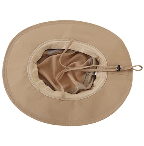 Womens Outdoor Mesh Boonie Sun Hat Summer Wide Brim UV Protection Fishing Hat Safari Cap Khaki