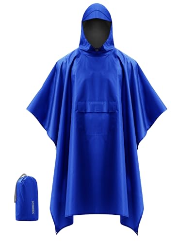 Hooded Rain Poncho Packable Waterproof Unisex Raincoat with Pocket