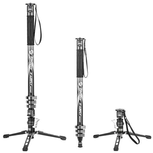 73" 3-in-1 Carbon Fiber Monopod with Pedal, Carbon Fiber Travel Monopod with Feet Max Load 22lbs for DSLR Camera Stabilizer Videography Kit, X-Airfly Mono Grey
