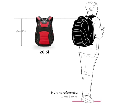 Design Men's Laptop Backpack for College and Business Travel with Integrated USB Charging Port and RFID Protection Fits 15.6" Laptops Black