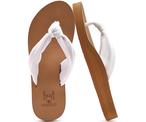 Flip Flops for Women Arch Support Summer Pool Sandals White Size 8.5