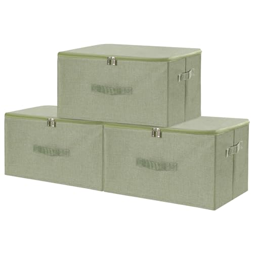 Fabric Storage Bins with Zipper Lids (3 Count)