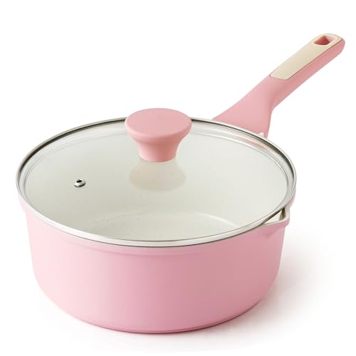 Ceramic Nonstick Saucepan with Double Pouring Spout