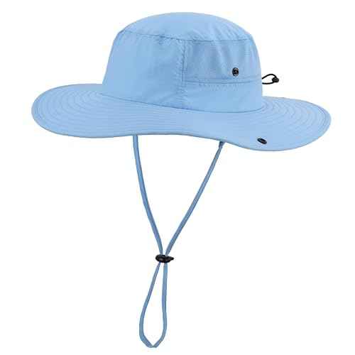 UPF50+ Mens Sun Hat Wide Brim Womens UV Protection Beach Bucket Hat for Fishing Hiking Snap Up Cowboy Hat