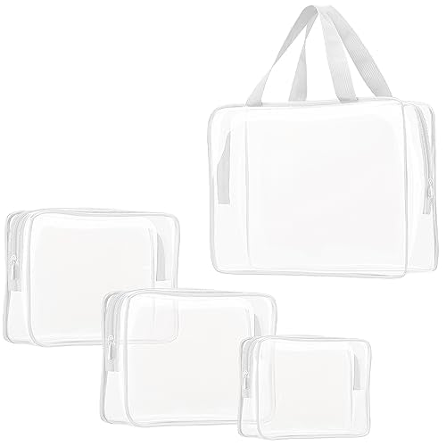 4Pcs Crystal Clear PVC Travel Toiletry Bag Kit for Women Men (4 Count)