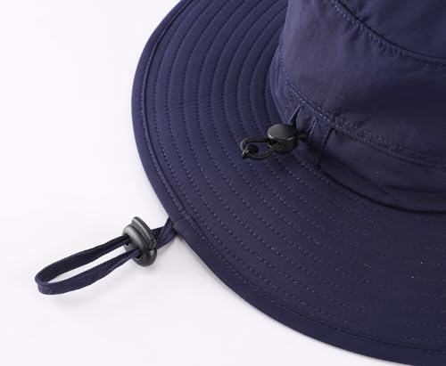 UPF50+ Mens Sun Hat Wide Brim Sun Protection Bucket Hat for Beach Safari Gardening Golf Fishing Hat Navy Blue