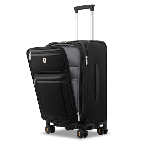 Carry On Luggage Airline Approved with Compartment Expandable Black