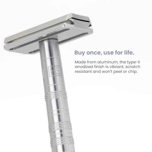 Razor Steel Blue Double Edge Safety Razor with 5 Spare Blades