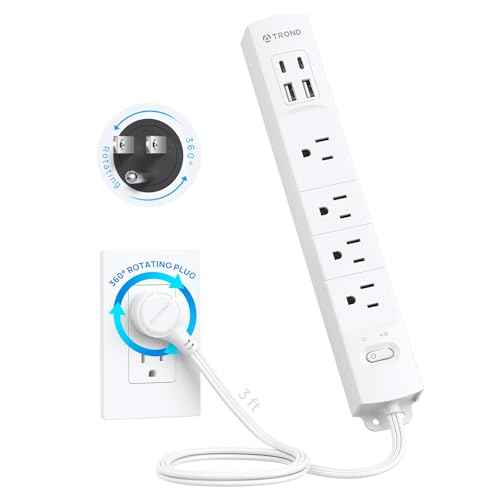 Wall Mount Surge Protector Power Strip with 360 Rotating Plug