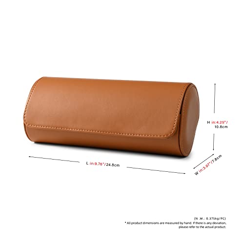 3 Slot Leather Watch Storage Box Brown