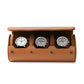 3 Slot Leather Watch Storage Box Brown