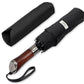 Folding Umbrella Lux Hardwood Handle Auto Open Close Black