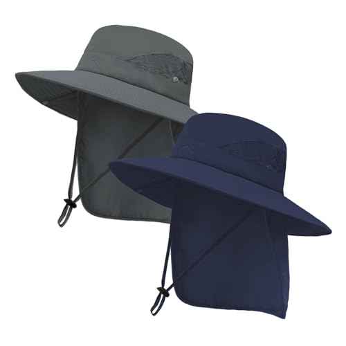 UPF 50+ Wide Brim Sun Hat with Neck Flap (2 Count)