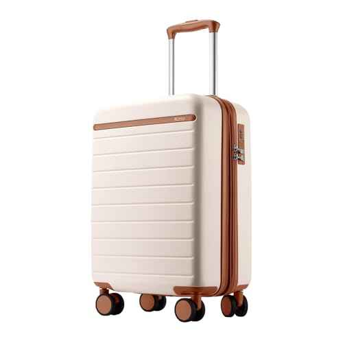 Carry On Suitcase 20in Expandable ABS+PC Airline Approved Cream