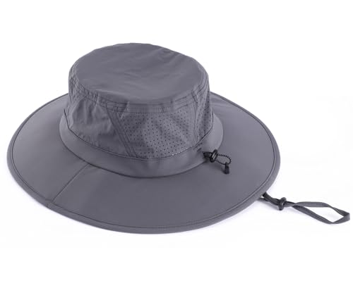 Foldable UPF 50+ Sun Hat for Men Women Wide Brim Beach Bucket Hat Summer Outdoor Fishing Hat UV Sun Protection Cap for Hiking Gardening Golf Dark Grey