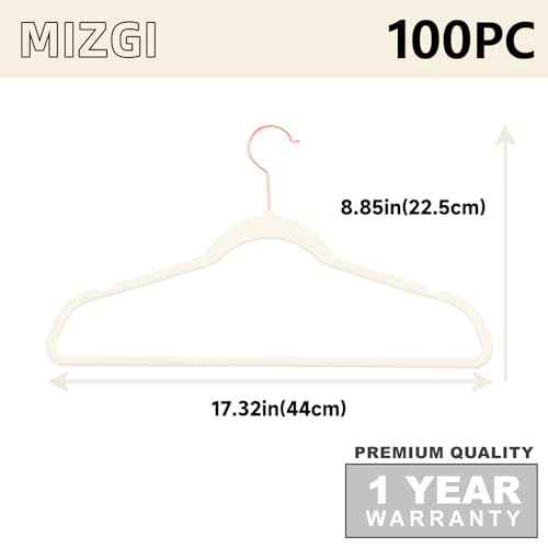 Ivory Velvet Hangers 100 Pack Non Slip Heavy Duty Rose Gold Hooks (100 Count)