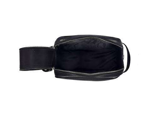 10" Premium Leather Toiletry Travel Pouch With Waterproof Lining
