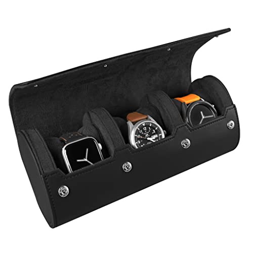Barton Leather Watch Roll for 3 Watches