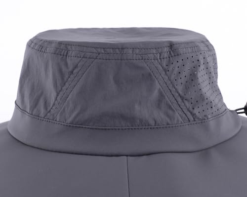 Foldable UPF 50+ Sun Hat for Men Women Wide Brim Beach Bucket Hat Summer Outdoor Fishing Hat UV Sun Protection Cap for Hiking Gardening Golf Dark Grey