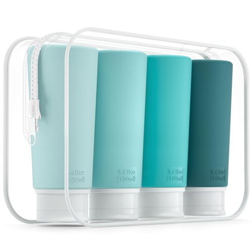 TakeToday Travel Bottles for Toiletries 3.4oz 4 Pack (4 Count)