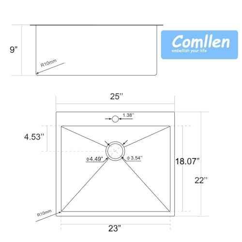 25 x 22 Inch Drop In Black Kitchen Sink