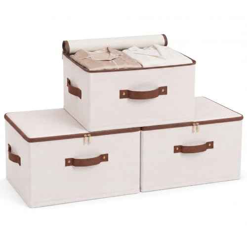 3 Pcs Rigid Storage Bins with Zipper Lid (3 Count)