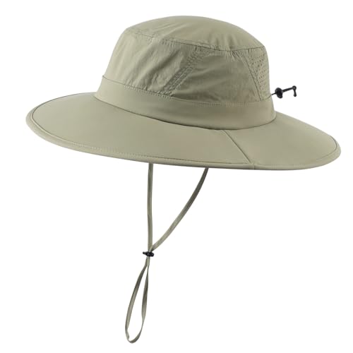 UPF 50+ Wide Brim Mens Sun Hat Womens Beach Bucket Hat Summer Outdoor Fishing Hat UV Sun Protection Cap for Gardening Hiking Golf Light Green