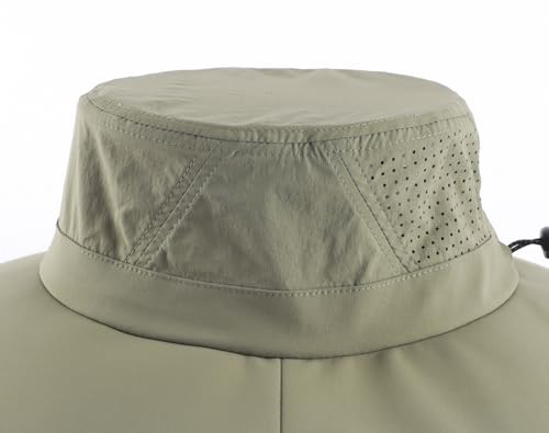 UPF 50+ Wide Brim Mens Sun Hat Womens Beach Bucket Hat Summer Outdoor Fishing Hat UV Sun Protection Cap for Gardening Hiking Golf Light Green