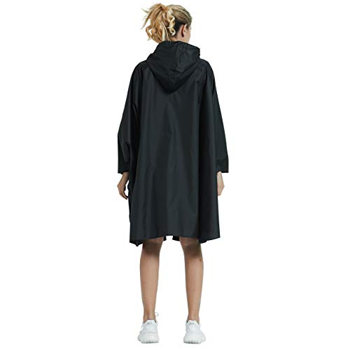 Rain Poncho Jacket Coat Hooded Zipper Style for Women