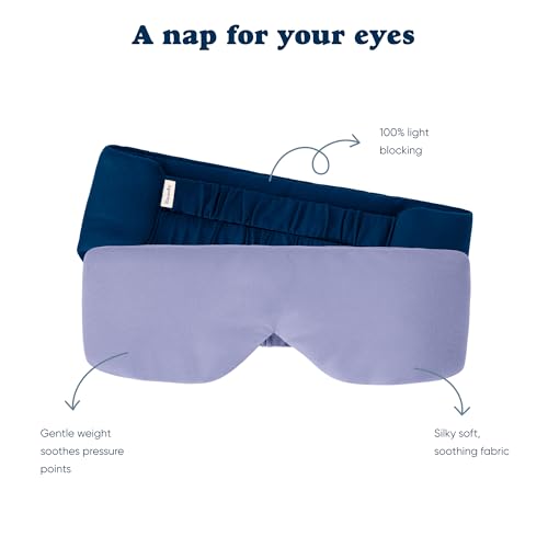 Midnight Blue Sleep Mask 23” x 4” Weighted Eye Mask for Sleeping 0.75 lbs 100% Light Blocking Mask for Travel and Rest Silky Soft Fabric for Deep Gentle Sleep