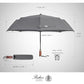 Folding Umbrella Lux Hardwood Handle Auto Open Close Metallic Gray