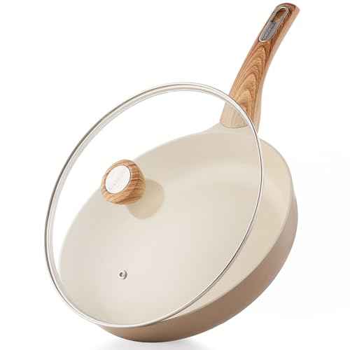 9.5inch Ceramic Nonstick Frying Pan Paella Pan with Lid