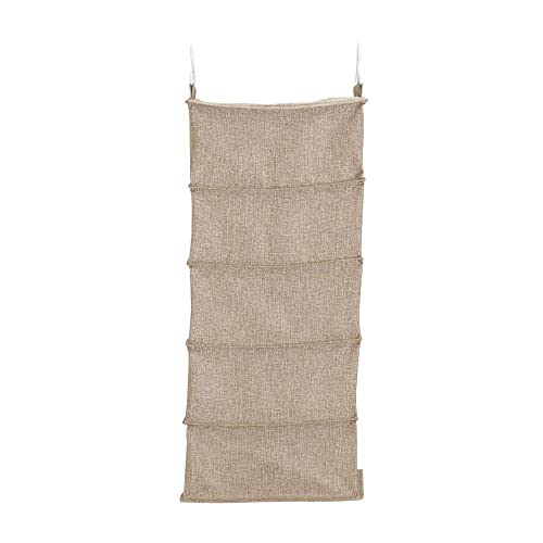 10‑Pocket Hanging Shoe Organizer with Side‑by‑Side Canvas Storage and 2 Hooks for Support