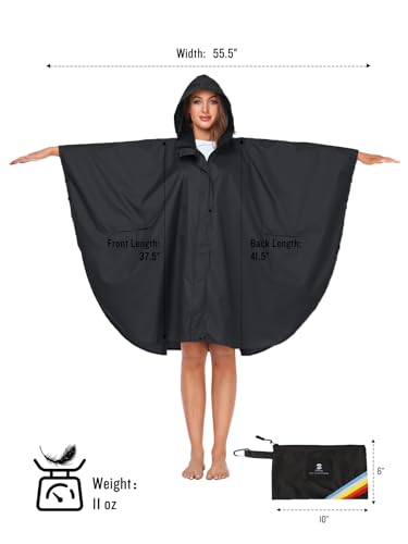 Unisex Rain Poncho Hooded Waterproof Raincoat for Adults Women