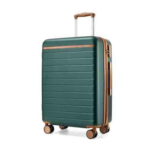 Checked Suitcase 24in Expandable ABS+PC Side Handles luggage Green