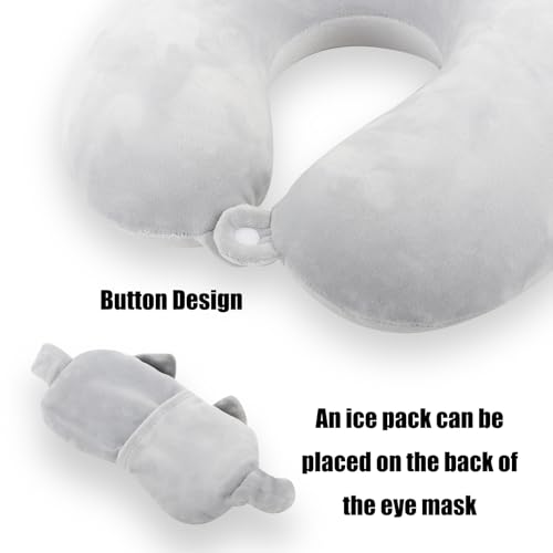 Kids Neck Pillow for Travel with Sleep Eye Mask