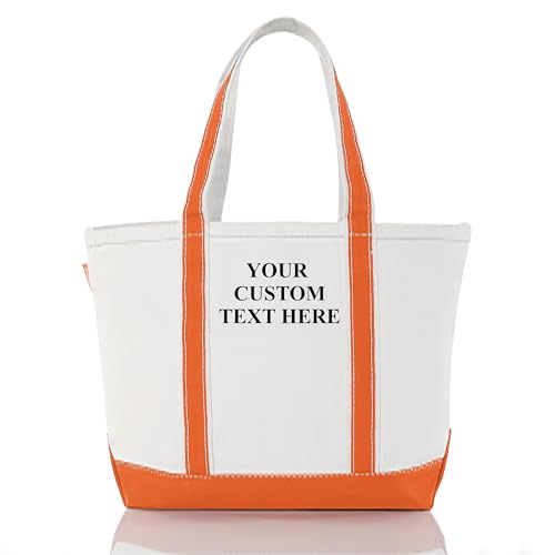 Medium Classic Personalized Monogram Canvas Tote Bag for Women