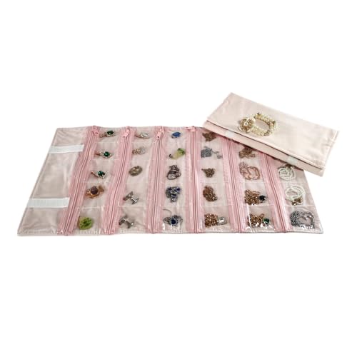 Travel Jewelry Roll Bag Portable Organizer Pouch With Grids&PVC Cover Storage Bags for Necklace