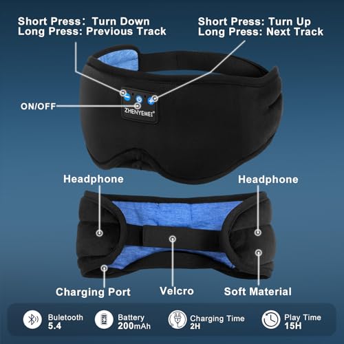 Sleep Mask with Bluetooth 5.4 Headphones