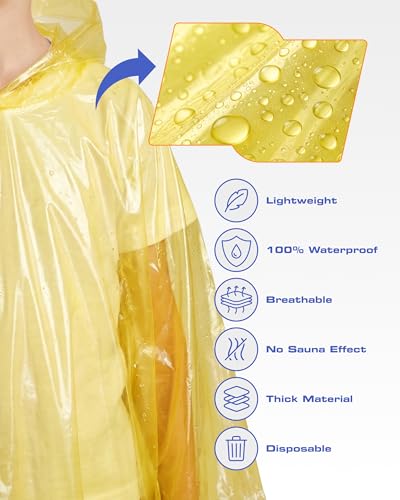 Disposable Rain Ponchos for Adults (5 Count)