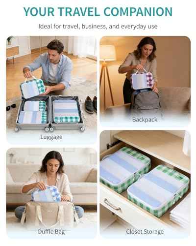 6 Set Packing Cubes for Travel Durable Suitcase Organizer Bags Set with Personalized Tag Travel Essentials with Shoe Bag Traveling Accessories for Luggage Machine Washable (6 Count)