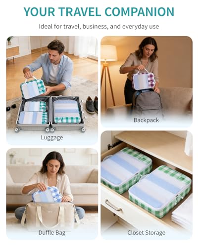 6 Set Packing Cubes for Travel Durable Suitcase Organizer Bags Set with Personalized Tag Travel Essentials with Shoe Bag Traveling Accessories for Luggage Machine Washable (6 Count)