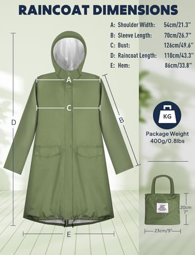 Waterproof Rain Poncho for Women Packable Hooded Raincoat with Pocket