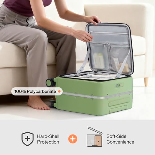 17x14x9 Carry On Luggage Underseat PC Hard Shell Suitcase Top Opening Aluminum Frame Travel Suitcases with Wheels