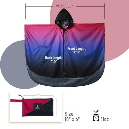 Adult Rain Poncho Waterproof Hooded Zipper Raincoat with Pockets